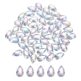 MECCANIXITY 200PCS Flat Back Acrylic Teardrop Gems 6x10mm Artificial Rhinestones for DIY Crafts Bead Wedding Party Face Painting Jewelry Making Bright White