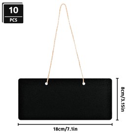 10pcs Chalk Board, Small Chalkboard Signs Erasable Wooden Rectangle with Hanging Twine for Home Office Weddings Parties Restaurants Cafes Wall