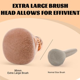 Blend & Blur Extra Large Body Makeup Brush for Self Tanner,Leg Makeup & Bronzer Self Tan Applicator, 90mm Wide Round Head Kabuki Brush For Application with Drawstring Bag (Rose Gold)
