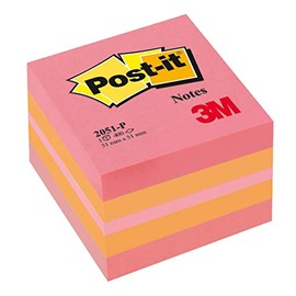 Post-it 2051-P Mini Sticky Note Cube 51 x 51 mm 400 Sheets Pink / Orange / Neon Pink
