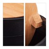 Relaxdays Cosmetic Bin, Bamboo Swing Lid, Modern Bathroom Bin, Plastic,