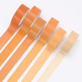 Whaline 6 Rolls Orange Washi Tape Set 6 Gradient Colors Masking Tape Solid Color Decorative Tape for DIY Crafts Scrapbook Journal Planner Gift Wrapping Supplies, 60 Ft