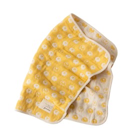 fuwara 6-Ply Woven Gauze Blanket for Travel Size Approximately 50×70cm Made in Japan (Sheep/Citron Yellow)