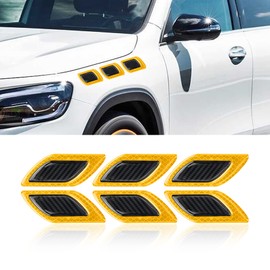 Mearo 2 PCS 3D Strong Reflective Stripe Sticker, Carbon Fiber Car Fender Hood Bumper Reflective Decal Enhance Night Visibility, Reflective Decal Car Exterior Accessories Universal for Most Car