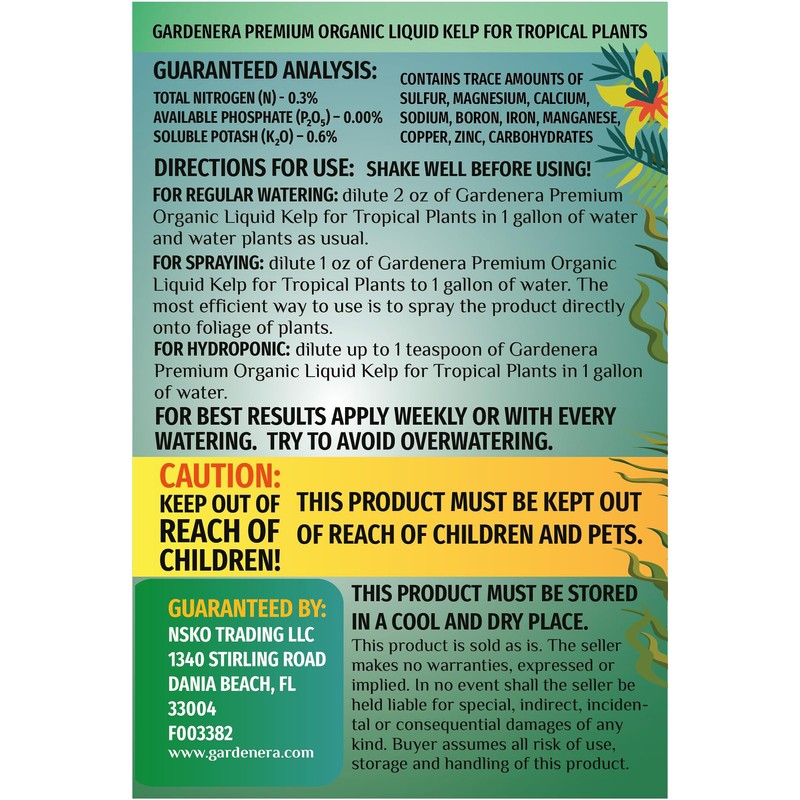 Organic Tropical Plant Fertilizer by Gardenera - 16 oz -