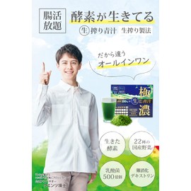 極濃 青汁 乳酸菌500億個 生きた酵素 (製薬会社と共同開発) 大麦若葉 無添加 国産 (1個 (x 1))