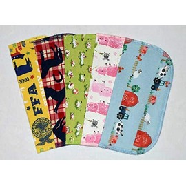 1 Ply Printed Flannel 8x8 Inches Little Wipes Set of 5 Farm Life