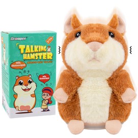 Qrooper Talking Hamster - Stuffed Animals Toy for Kids 2 3 4 5 6 Year Old, Repeats What You Say - Toddler Interactive Plush Toys, Birthday Gifts for Boys Girls 2 Years and Up