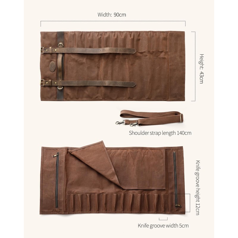 XINZUO Chef Knife Roll Bag-Professional Chef Knife Case-16oz Waxed Canvas