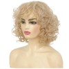 Siudus Blonde Short Curly Wig for Women with Fringe Bob