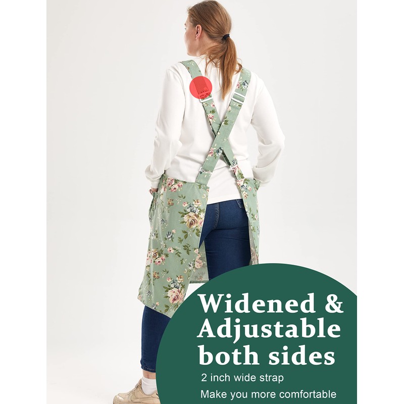 APRONNER Big Plus Size Aprons for Women with Pockets Cotton