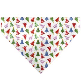 Buckle-Down Holiday Decorated Christmas Trees Collage White Multi Color Slip On Collar Bandana Only