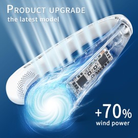 FrSara Neck Fan,Personal Fans for Your Neck, Adjustable, 360° Cooling, Super Quiet, No Blade Fan Design, No Hair Twisting, Even Air Volume On Both Sides, Non-Slip, Short Charging, Long Use Time