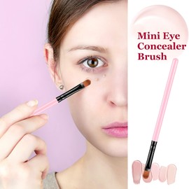 12 Pieces Small Concealer Brush Bulk Flat Lip Concealer Brush Under Eye Synthetic Fiber Makeup Eyebrow Contour Foundation Brush for Concealing Blending Setting Buffing Makeup (Pink)