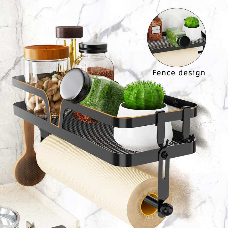 Taozun Paper Towel Holder with Shelf, Kitchen Paper Holder Spice