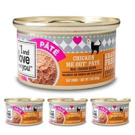 I AND LOVE AND YOU Wet Cat Food - Chicken Me Out Pâté - Chicken Recipe, Grain Free, Filler Free, 3oz Pack of 4 Cans