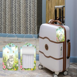 2 Pcs Luggage Tags for Suitcases, PU Leather Cruise ID Tags with Privacy Cover, Stainless Steel Loop & Address Card, Luggage Tags for Suitcases TSA Approved for Men Women Handbags Backpacks