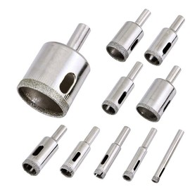 Diamond Drill Bits Set, 10 PCS Diamond Hole Saw Set, Glass Drill Bit for Ceramic Tile Porcelain Marble Granite Stone Bottles, 1/4 to 1-1/5 Inch