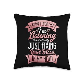 Eyebrow Artist Pencil Powder Brow Technician Eyebrow Tech Throw Pillow