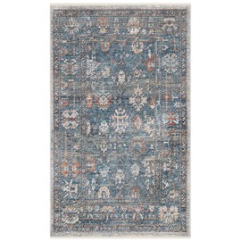 SAFAVIEH Victoria Collection Accent Rug - 2'2" x 4', Blue & Ivory, Vintage Distressed Design, Non-Shedding & Easy Care, Ideal for High Traffic Areas in Entryway, Living Room, Bedroom (VIC905M)