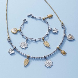 Leonardo Jewels Clip & Mix Salia 022896 Pendant Necklace Stainless Steel Mother of Pearl White Heart Bracelet Charm Women's Jewellery, Stainless Steel, No Gemstone