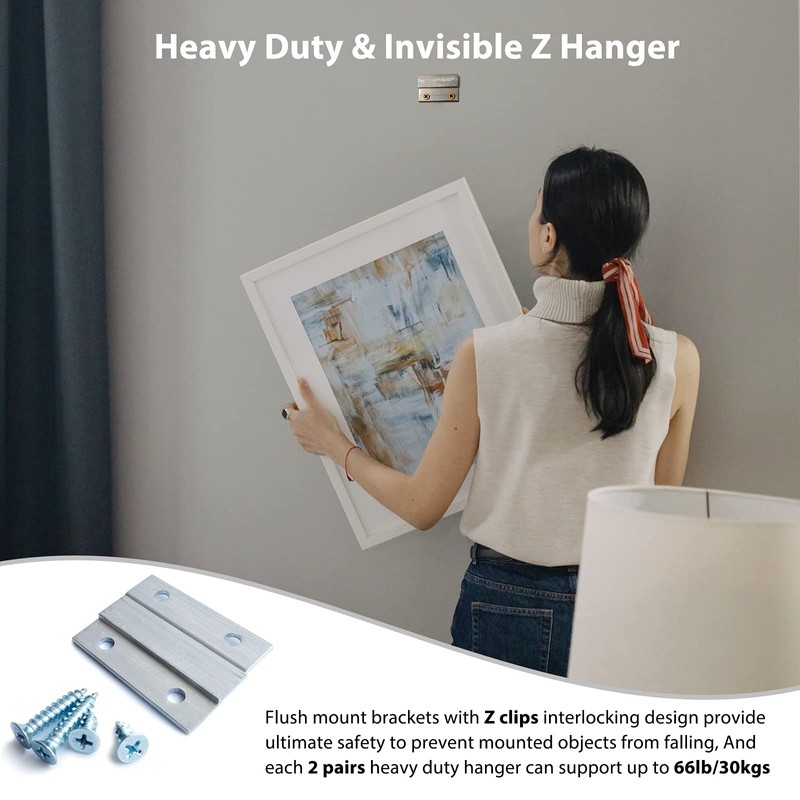 French Cleat Picture Hanger, Aluminum Z Bar Interlocking Wall Mounting