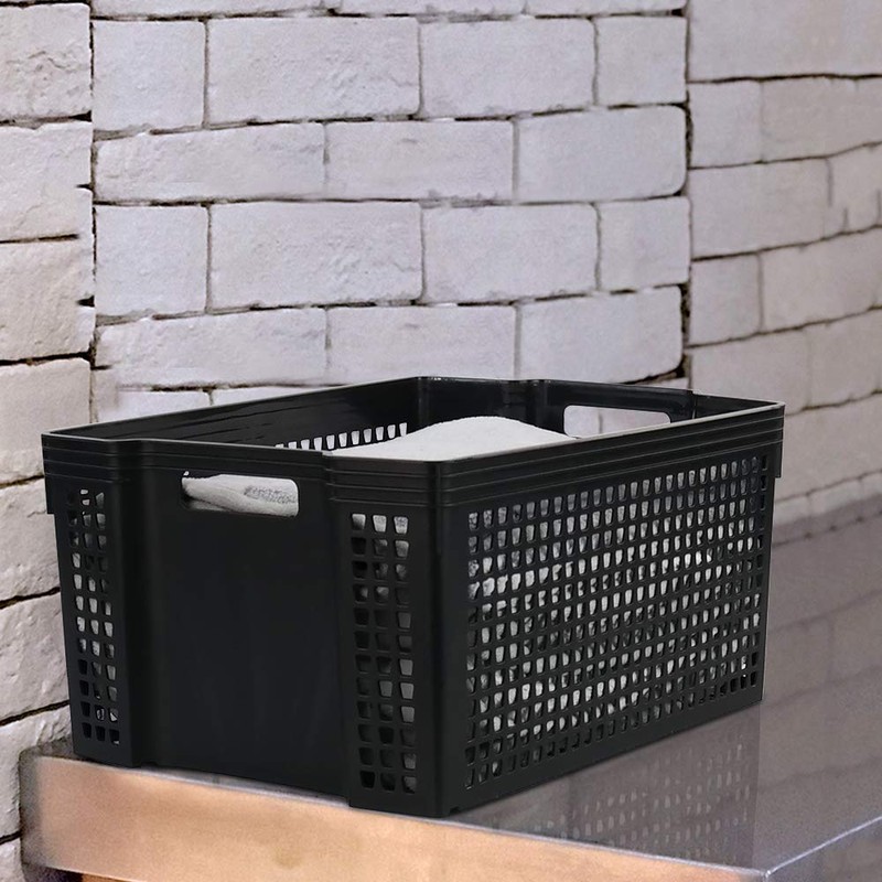 Ucake 45 L Plastic Foldable Laundry Baskets, Black, 2 Packs