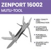 Zenport 16002 10-in-1 Multi-Function Survival Tool w/Case, Silver - 3
