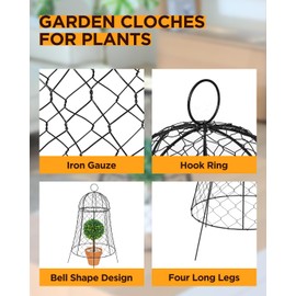 FAHKNS Garden Cloches for Plants Protectors from Animals, 4 Long Legs Plant Cage Unbreakable Plant Cloche, Outdoor Protective Plants Extra Large Rustproof Thicker Mesh 11.8" X 22.8" Pack of 6