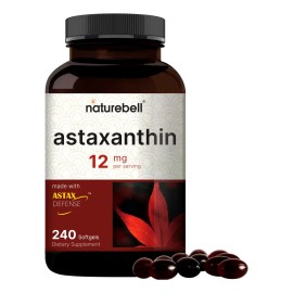Suplemento Naturebell Astaxantina 12 Mg 240 Cápsulas Blandas Hechas Con Aceite De Semillas De Girasol, Ayuda A Combatir El Declive Relacionado Con La Edad En Hombres Y Mujeres Promover La Hidratación.