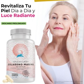 Colageno Marino Hidrolizado 100% Puro [Extremadamente Eficaz] 180 Capsulas 500mg (Potente Efecto Hidratante y Revitalizante) - Alta Absorcion - Eficaz Formulacion - OceanLife