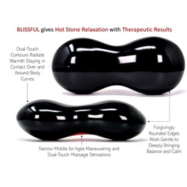 Blissful (Midnight Black)(Set of 2) Synergy Stone - Contoured Hot Stone Massage Tools Deep Heat for Muscle Tension Relief Relaxing and Therapeutic Ultra-Smooth for on Skin with Oil or Over Clothes