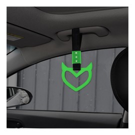 Suvnie 2 PCS Heart Shaped Handle Rings, Devil Heart Car Handle Hand Strap, Auto Rear Bumper Warning Drift Charm Rings (Luminous)