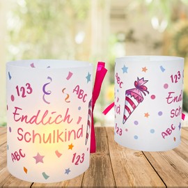 JOYEASE 12 Pink Lantern Table Decoration First Day of School, Finally School Child Decoration Girls, Motif School Cone