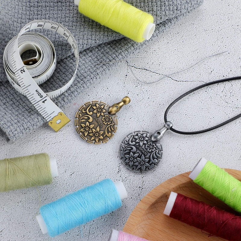 2 Pieces Yarn Cutter Pendants Antique Gold Silver Metal Thread