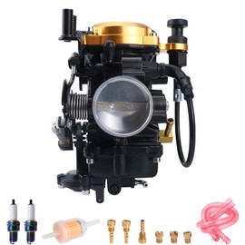 CV40 Carburetor with Choke Cable, for Harley Davidson Sportster XL XLH 883 1200 Softail Touring Dyna Road King Carb 27421-99 (Golden Cover)