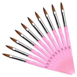 Rolabling 10pcs 8# Kolinsky Sable Brush Acrylic Nail Art Brush Nail Art Painting Brush (10Pcs size 8#)