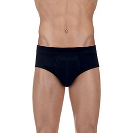 PROTECHDRY - Washable Urinary Incontinence Cotton Brief Underwear for Men, with Front Absorbent Area, Black Large