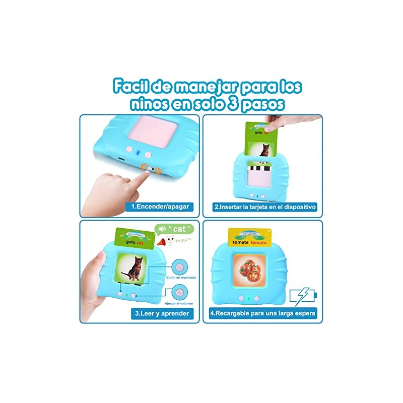 Juguetes de Aprendizaje con Tarjetas Flash Parlantes, Lectura Bilingüe en