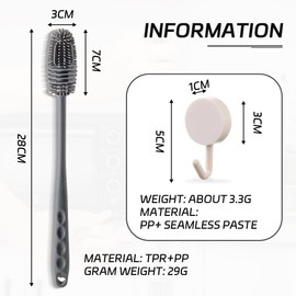 FENQURO 3 Stück Silikon Flaschenbürste, Langgriff Flaschenbürste Silikon Lang Flaschenreiniger Pinsel Spülbürsten schonend Gläserbürste Küche Bürste Reinigungsbürste für Flaschen Glastassen