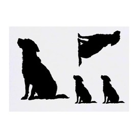 4 x 'Silhouette of Dog Sitting' Temporary Tattoos - Water Resistant, Skin-Safe, Non-Toxic Transfers, Mixed Sizes (TO00072364)