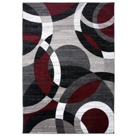 Rugshop Contemporary Abstract Circles Perfect for high Traffic Areas of Your Living Room,Bedroom,Home Office,Kitchen Area Rug 5'3" x 7'3" Red