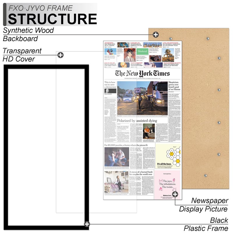 Fxojyvo 11x22 Newspaper Frame Set of 3, Display 11 x