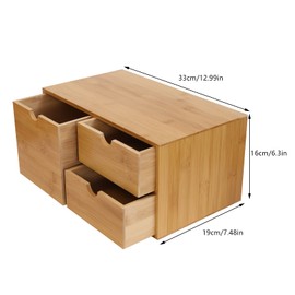 Lidhujnk Bamboo Desk Organizer with 3 Drawers, Mini Tabletop Craft Box Cosmetic Storage Drawer, Tabletop Storage Box Countertop Organization, Portable Desk Letter Mail Sorter for Office Suppl