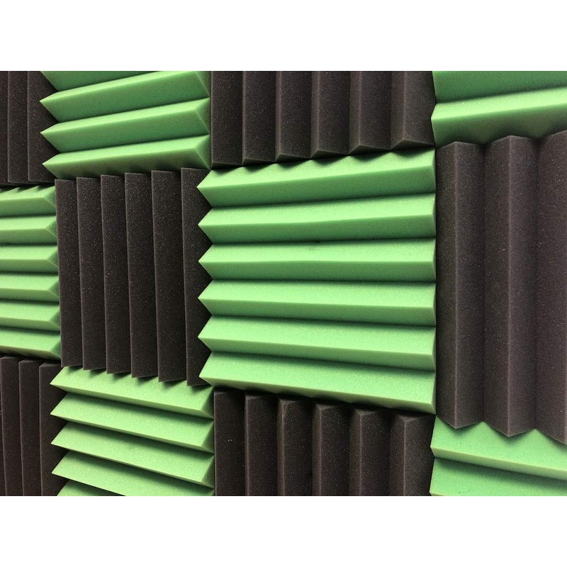 2" x 12" x 12" GREEN/CHARCOAL Black Acoustic Wedge Panels