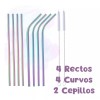 Veraly Set 8 Popotes Acero Inox Ecológicos Lavables Colores 30oz