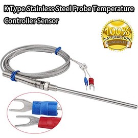 K Type Thermocouple High Temperature Resistant 150MM Probe Sensor Cable with 1M Cable