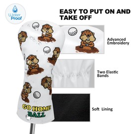 Groundhog 4 Hybrid Head Cover Rotatable Golf #2 3 4 5 6 Ut Gopher Hybrid Headcover Head Cover Golf Rescue Hybrid Cover White Leatherish Golf Club Head Cover for Hybrids