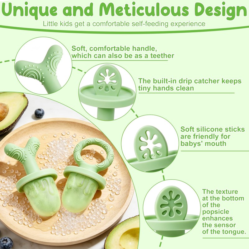 Baby Popsicle Molds Silicone 6-Cavity Ice Pop Mold for Toddlers