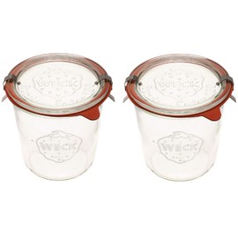 WECK Canning Jars 742 Mold Jars made of Transparent Glass - Eco-Friendly Canning Jar - Storage for Food, Yogurt with Air Tight Seal and Lid - 1/2 Liter Tall Jar Set - (2 Jars)